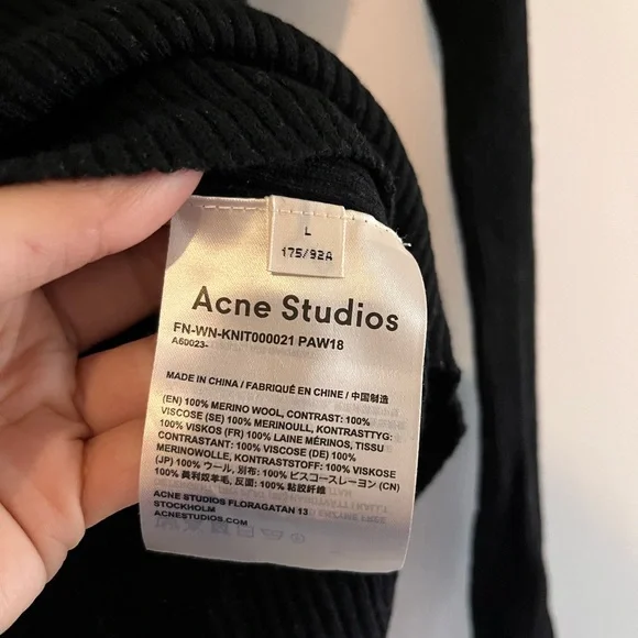 ACNE STUDIO Fitted Turtleneck Brick Ribbed Wool Sweater - Large - Picture 8 of 9